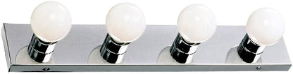 Vanity Lighting, Steel Construction, 4 Vanity Lights, Dimmable, Uses Four 60W Bulbs, Polished Chrome, 24.0 In. W X 4.3 In. H X 2.0 In. D, 500892