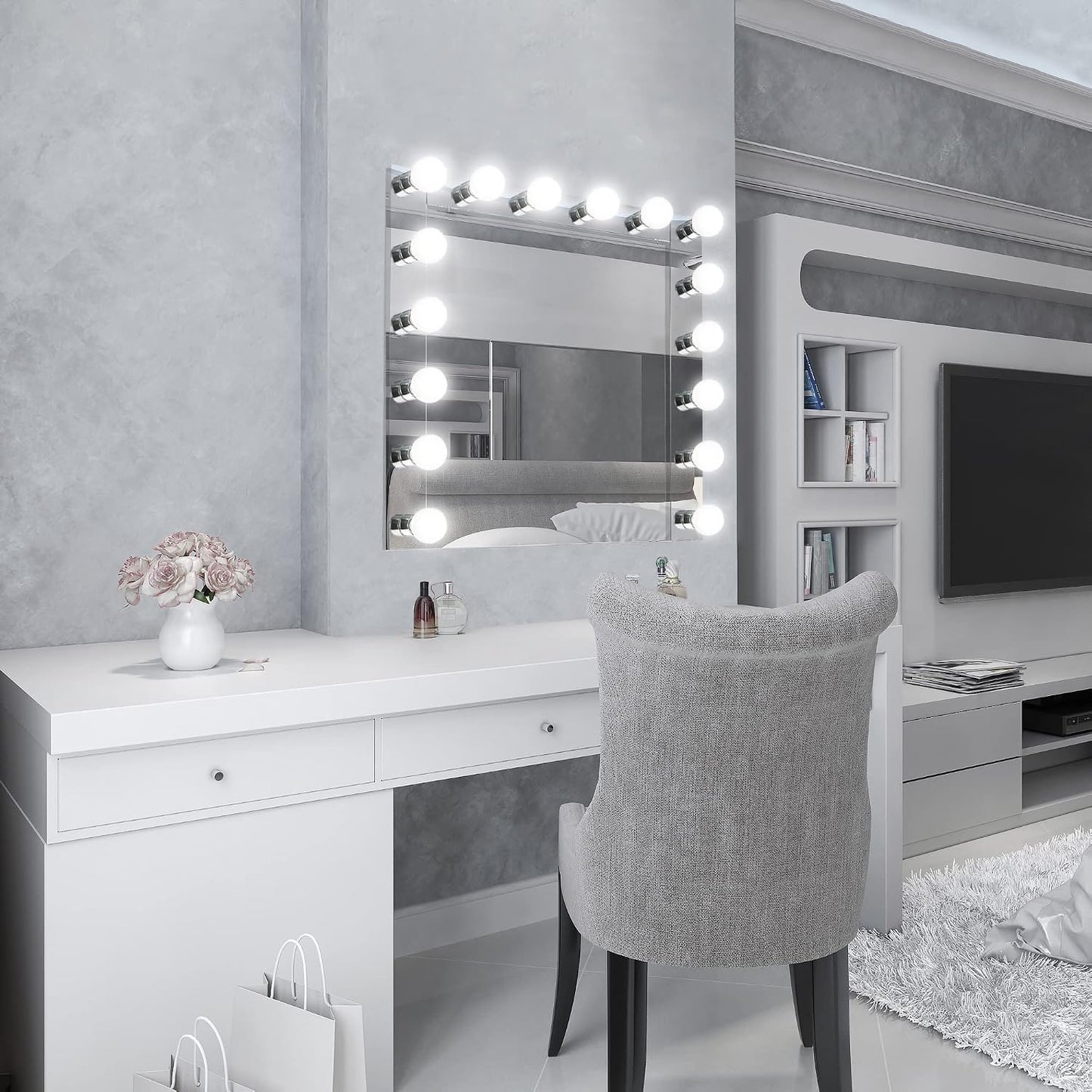 Vanity Lighting, Steel Construction, 4 Vanity Lights, Dimmable, Uses Four 60W Bulbs, Polished Chrome, 24.0 In. W X 4.3 In. H X 2.0 In. D, 500892