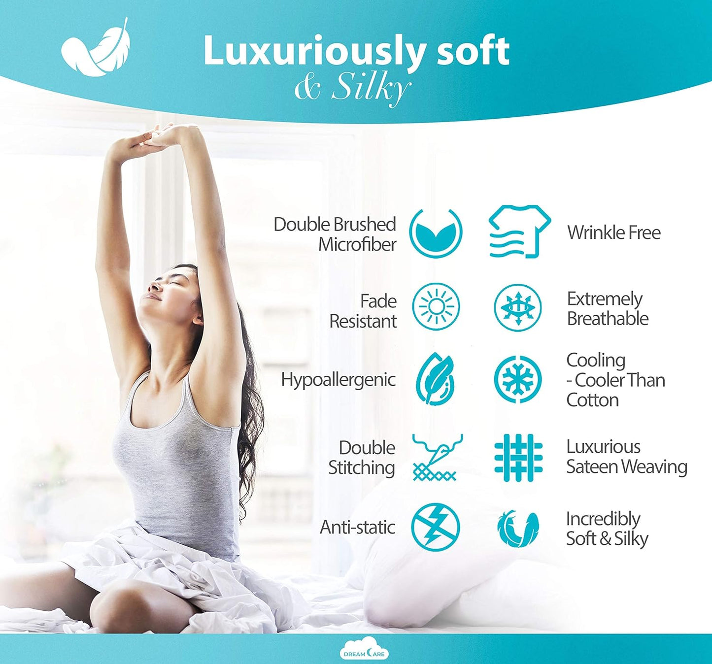 California King Sheet Sets - 6 Pcs Breathable Cooling Bed Sheets - up to 15" Deep California King Sheets with Side Pockets -Extra Soft 100% Brushed Hypoallergenic Hotel Luxury Bedding -Black